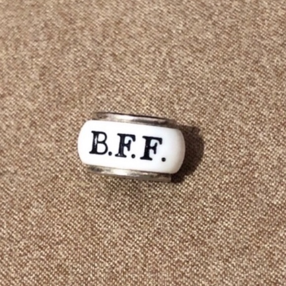 Brighton Best Friends Forever (BFF) bead in white and black Retired - Picture 1 of 5
